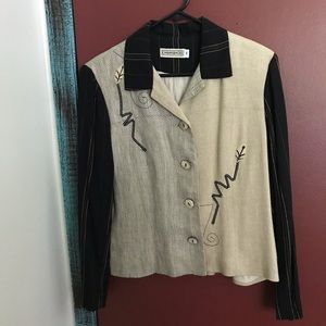 Canvas Backs black/tan PeaCoat w/padded shoulders